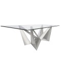 Moderný sklenený jedálenský stôl Urbano očaruje chrómovanou podnožou - dokonalá voľba pre fanúšikov talianskeho dizajnu a luxusného nábytku