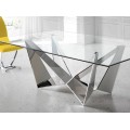 Luxusný sklenený jedálenský stôl Urbano s chrómovanou podnožou spája taliansky dizajn a moderný štýl