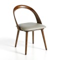 Štýlová jedálenská stolička Forma Moderna s nožičkami a opierkou z orechovej dyhy a eko-koženým sedákom