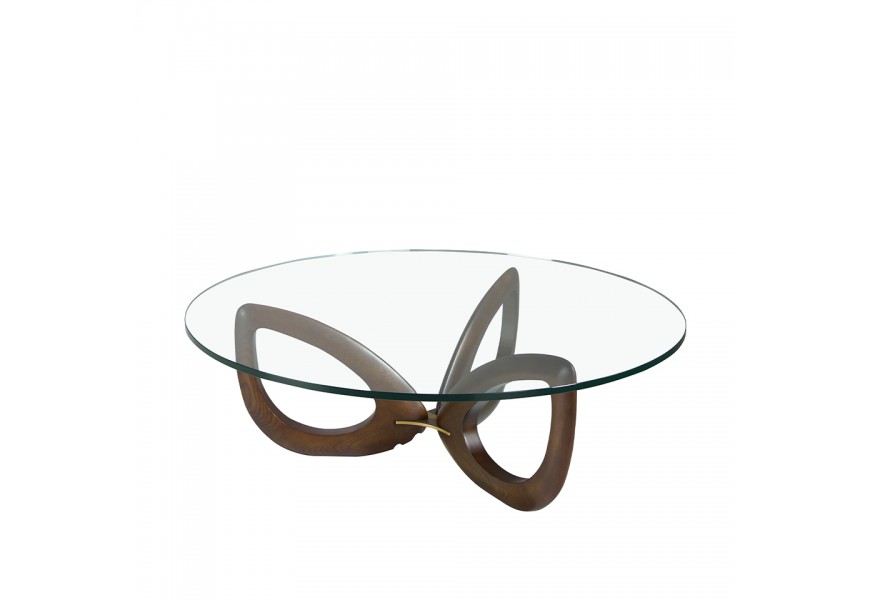 Luxusný konferenčný stolík Forma Moderna v modernom sklenenom prevedení s drevenou konštrukciou