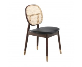 Moderná jedálenská stolička Forma Moderna hnedá v retro ratanovom prevedení s eko-koženým sedákom