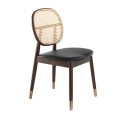 Moderná jedálenská stolička Forma Moderna hnedá v retro ratanovom prevedení s eko-koženým sedákom