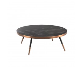 Art deco okrúhly konferenčný stolík Forma Moderna čierny mramor 90cm