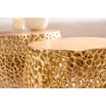 Dizajnový set dvoch konferenčných stolíkov Hoja z kovu zlatej farby 40cm