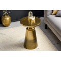 Art deco okrúhly príručný stolík Nalia zlatej farby s konštrukciou z kovu 40cm