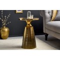 Art deco okrúhly príručný stolík Nalia zlatej farby s konštrukciou z kovu 40cm