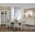 Luxusná rustikálna jedáleň Clasica z masívu v bielom prevedení na nožičkách v štýle Chippendale