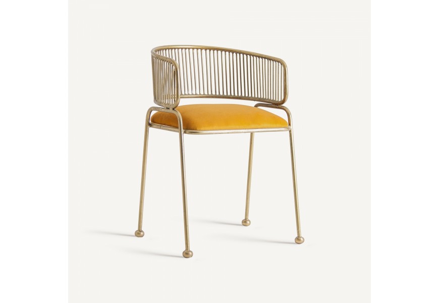 Art-deco dizajnová jedálenská stolička Eugene kovová