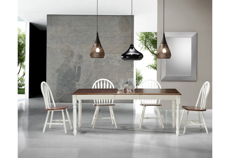 Provensálska jedálenská zostava Felicita II v krémovo-orechovom prevedení s vyrezávanými nožičkami stola