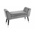 Dizajnová čalúnená lavica Karen so sivým zamatovým poťahom a čiernymi nožičkami z kovu 90cm