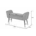 Dizajnová čalúnená lavica Karen so sivým zamatovým poťahom a čiernymi nožičkami z kovu 90cm