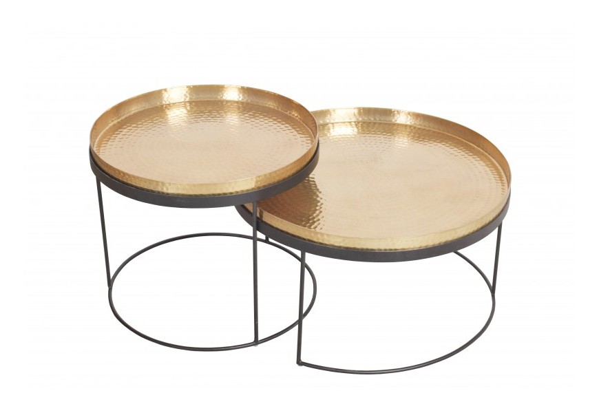 Art-deco set okrúhlych konferenčných stolíkov Elements zlatá 57cm
