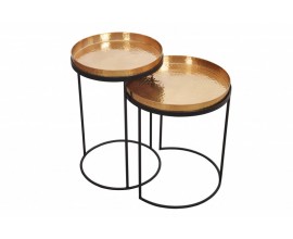Art-deco set okrúhlych príručných stolíkov Elements zlatá 53cm