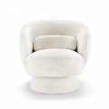 Buklé dizajnové kreslo Elain okrúhleho tvaru s poťahom bielej farby 71cm