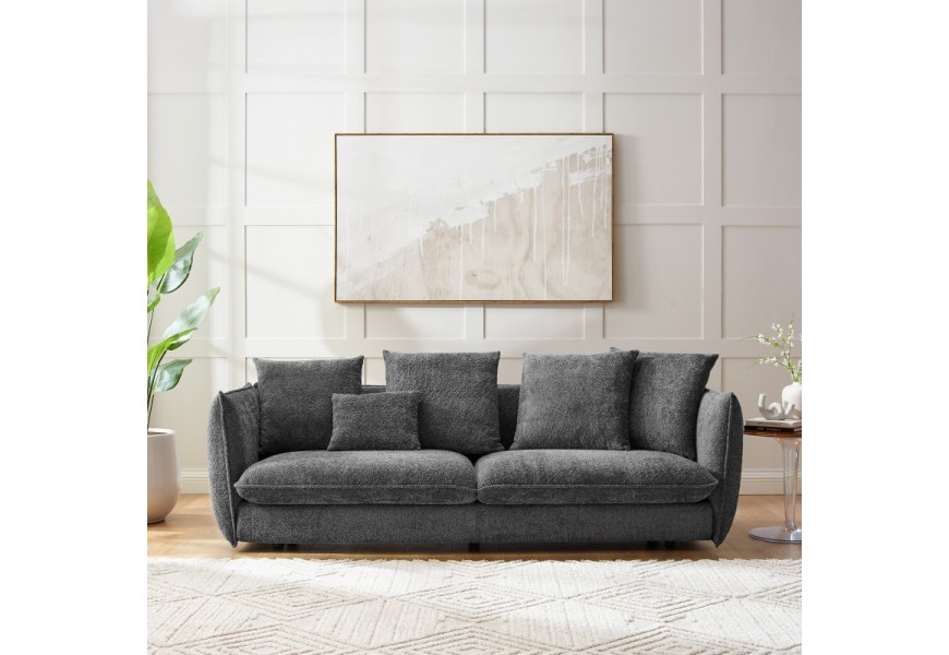 Dizajnová šedá sedačka Simeon s boucle poťahom v modernom štýle