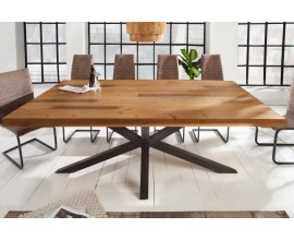 Industriálny masívny stôl Comedor z masívneho dreva a čiernymi prekríženými nohami z kovu 240cm