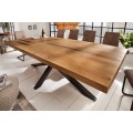 Industriálny jedálenský stôl Comedor s masívnou drevenou doskou a prekríženými nohami z kovu