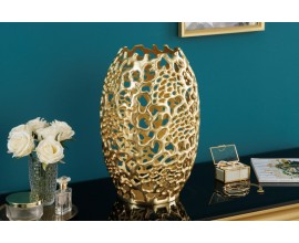 Art deco kovová váza Hoja v zlatom prevedení 40cm