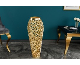 Štýlová zlatá váza Hoja okrúhlych tvarov s kovovou konštrukciou v art deco štýle