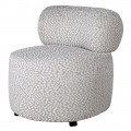 Moderné sivé kreslo Betsy v okúrhlom tvare s bielym vzorom