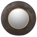 Hnedé okrúhle textúrované nástenné zrkadlo