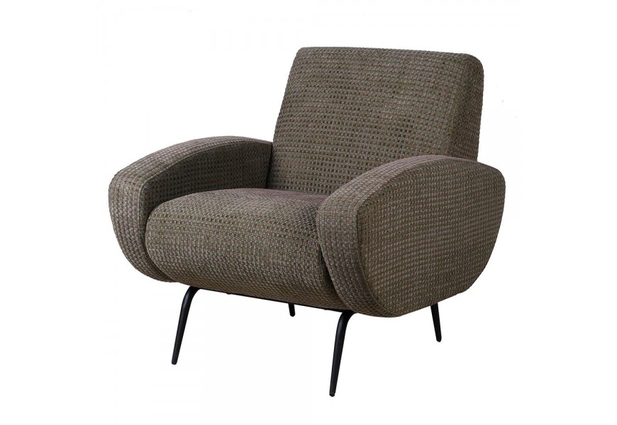 Luxusné kreslo Tate v retro tmavozelenom prevedení s čiernymi kovovými nožičkami