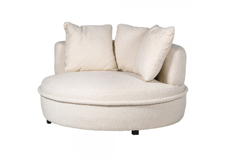 Moderný loveseat Lala v slonovinovom buklé prevedení