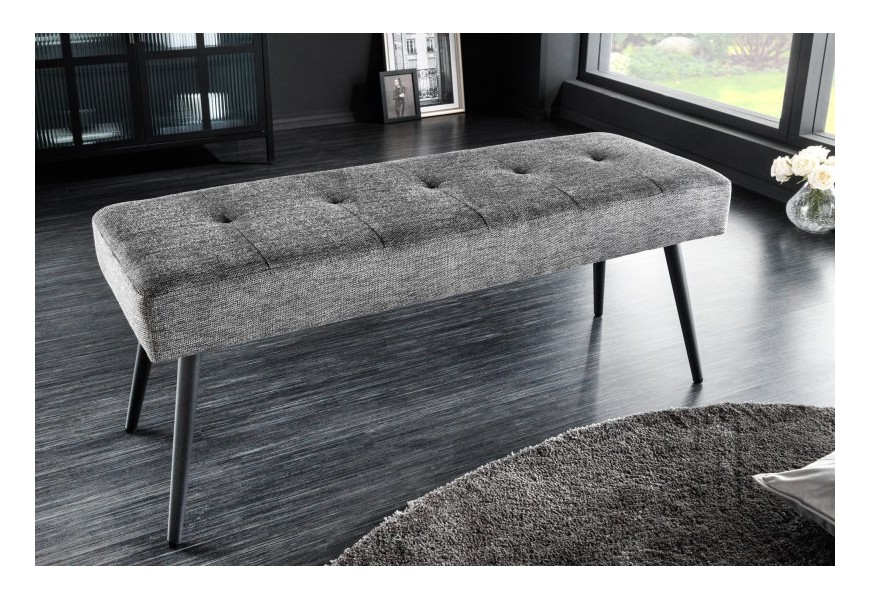 Dizajnová lavica Soreli s tmavosivým čalúnením s textúrovanou tkaninou