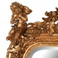 Rustikálne závesné zrkadlo Royalle v obdĺžnikovom tvare so zdobením a pozláteným povrchom rámu 162cm