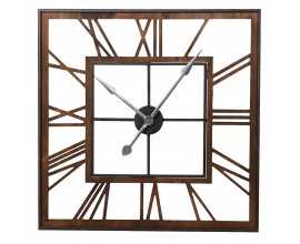 Dizajnové hodiny Skeleton Roman štvorcové hnedé 80cm