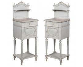 Luxusný set dvoch klasických nočných stolíkov Ariel z mramoru v bielom prevedení