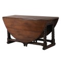 Klasický okrúhly jedálenský stôl Azrael z masívneho dreva s rozkladateľnou doskou a zásuvkami 148cm