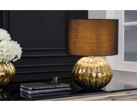 Moderná glamour stolná lampa Redesia so zlatým kovovým stojanom a čiernym okrúhlym tienidlom 55cm