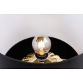 Moderná glamour stolná lampa Redesia so zlatým kovovým stojanom a čiernym okrúhlym tienidlom 55cm