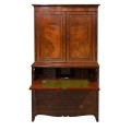 Luxusný koloniálny sekretár Imogen v tmavohnedej farbe z masívneho dreva s úložným priestorom a vyklápacou doskou