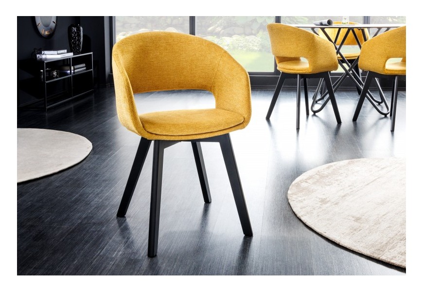 Dizajnová čalúnená jedálenská stolička Lena v škandinávskom štýle žltej farby