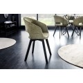Škandinávska jedálenská stolička Lena s olivovozeleným poťahom a čiernymi nohami z kovu 80cm