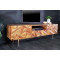 Masívny TV stolík Sovoy v art deco štýle z palisandrového dreva s prírodným vzorom a so zlatými nožičkami
