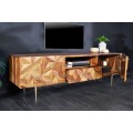 Dizajnový art deco TV stolík Sovoy z masívneho palisandrového dreva hnedej farby s dvierkami, poličkou a zásuvkou