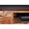Art deco masívny TV stolík Sovoy z palisandrového dreva prírodnej hnedej farby so zlatými nožičkami 160cm