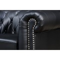Kožené kreslo Chesterfield v čiernom prevedení s dizajnovým strieborným zdobením 73cm