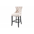 Elegantná čalúnená barová stolička Modern Barock s chesterfield prešívaním a poťahom v svetlej béžovej farbe