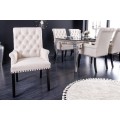 Dizajnová jedálenská stolička Modern Barock so svetlým béžovým prešívaným čalúnením a čiernymi nohami 102cm