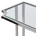Dizajnový sklenený konzolový stolík Anesi s kovovou chrómovou konštrukciou striebornej farby 160cm