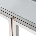 Dizajnový chrómový konzolový stolík Anesi striebornej farby so sklenenou vrchnou doskou 150cm