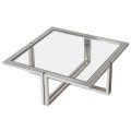 Dizajnový chrómový konferenčný stolík Anesi so sklenenou vrchnou doskou