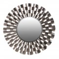 Okrúhle zrkadlo Sunny v modernom art deco štýle v striebornom prevedení s ozdobným rámom 120cm