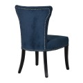 Luxusná modrá zamatová stolička LORETTA