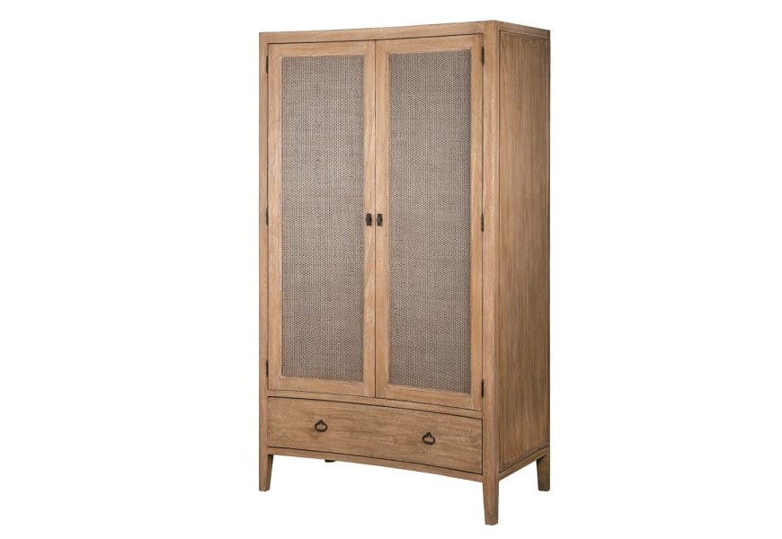 Masívna skriňa Barbadosa s priestorom na vešanie šatstva a so zásuvkou vo vidieckom štýle