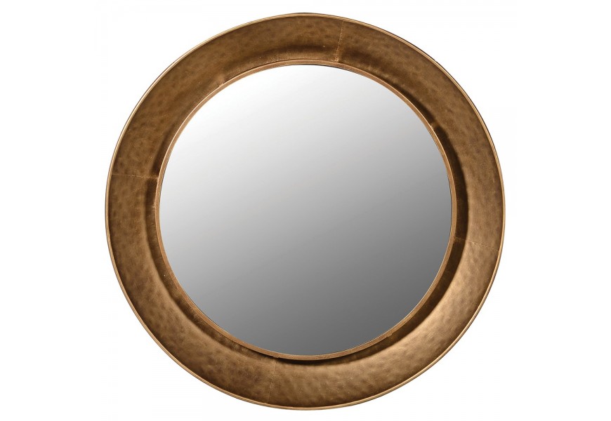 Dizajnové okrúhle nástenné zrkadlo Melios so zlatým kovovým rámom